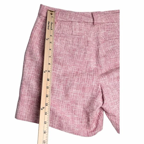Lauren Ralph Lauren Pink Tweed Shorts Size 8 High Waist Tailored Chic - Picture 5 of 10